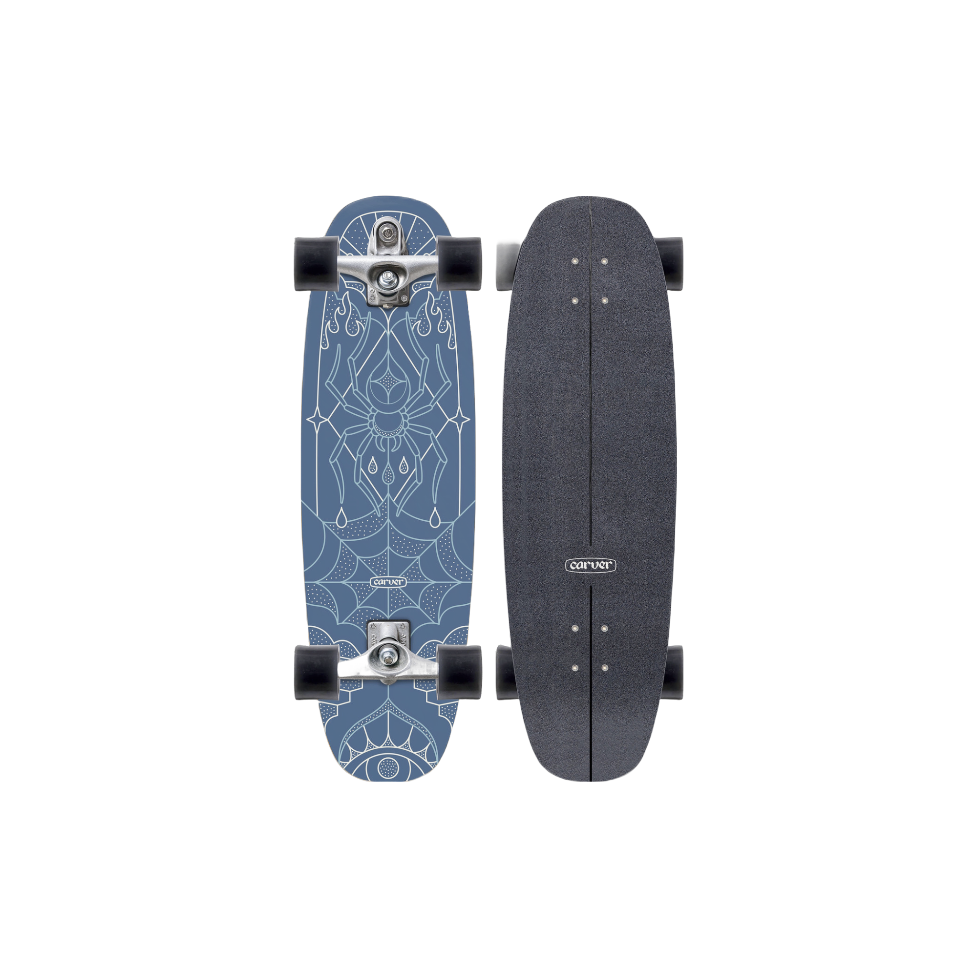 Carver C7 Raw 33 Blue Widow Surfskate Complete V4 Kickflip Skate carver-c7-raw-33-blue-widow-surfskate-complete-v4-kickflip-skate